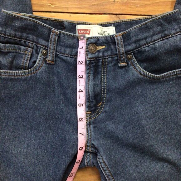 Levi’s 511 knit jeans size 12 regular/26 blue straight lightly distressed pocket - Picture 8 of 11